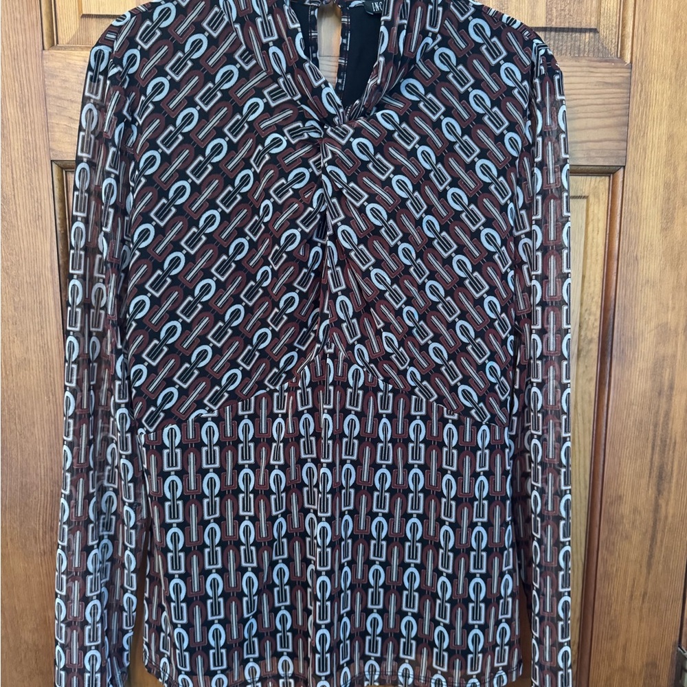 INC International Concepts Black and Red Patterned Shirt